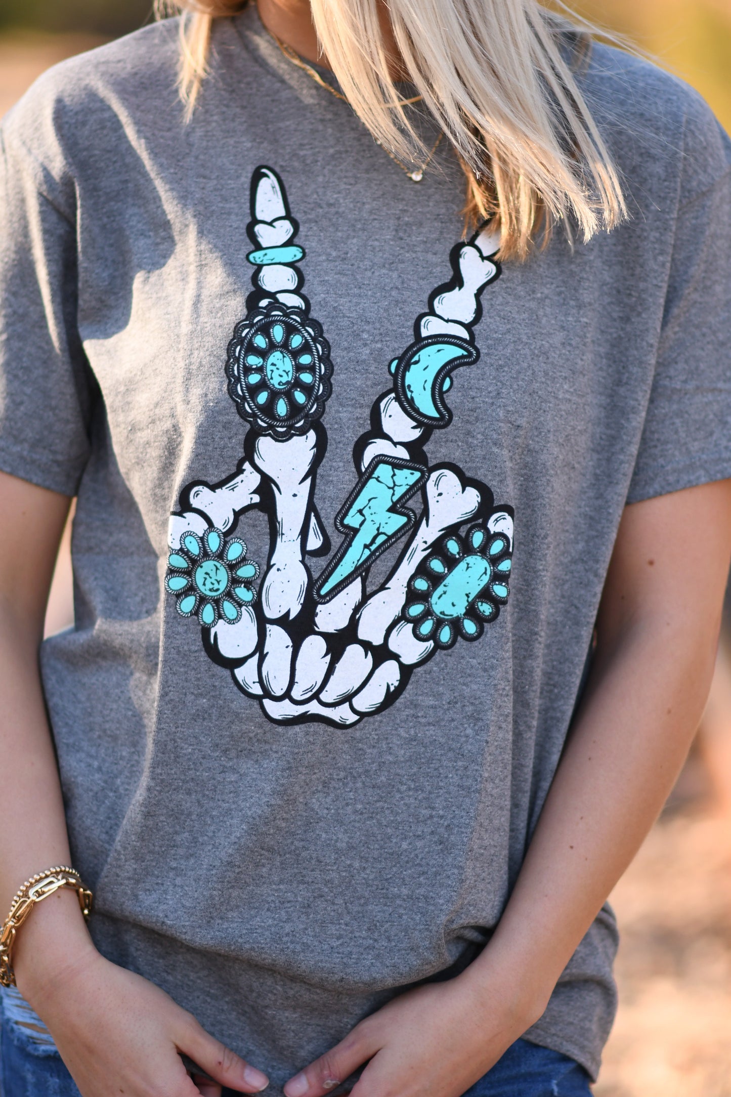 Western Skelly Peace Hand Tee