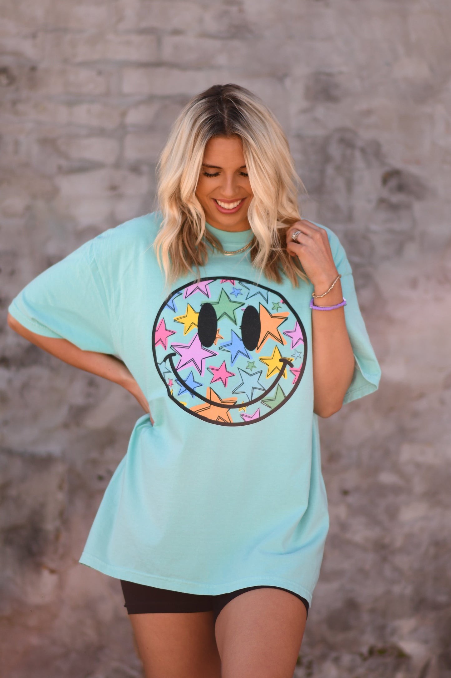 Neon Star Smiley Tee