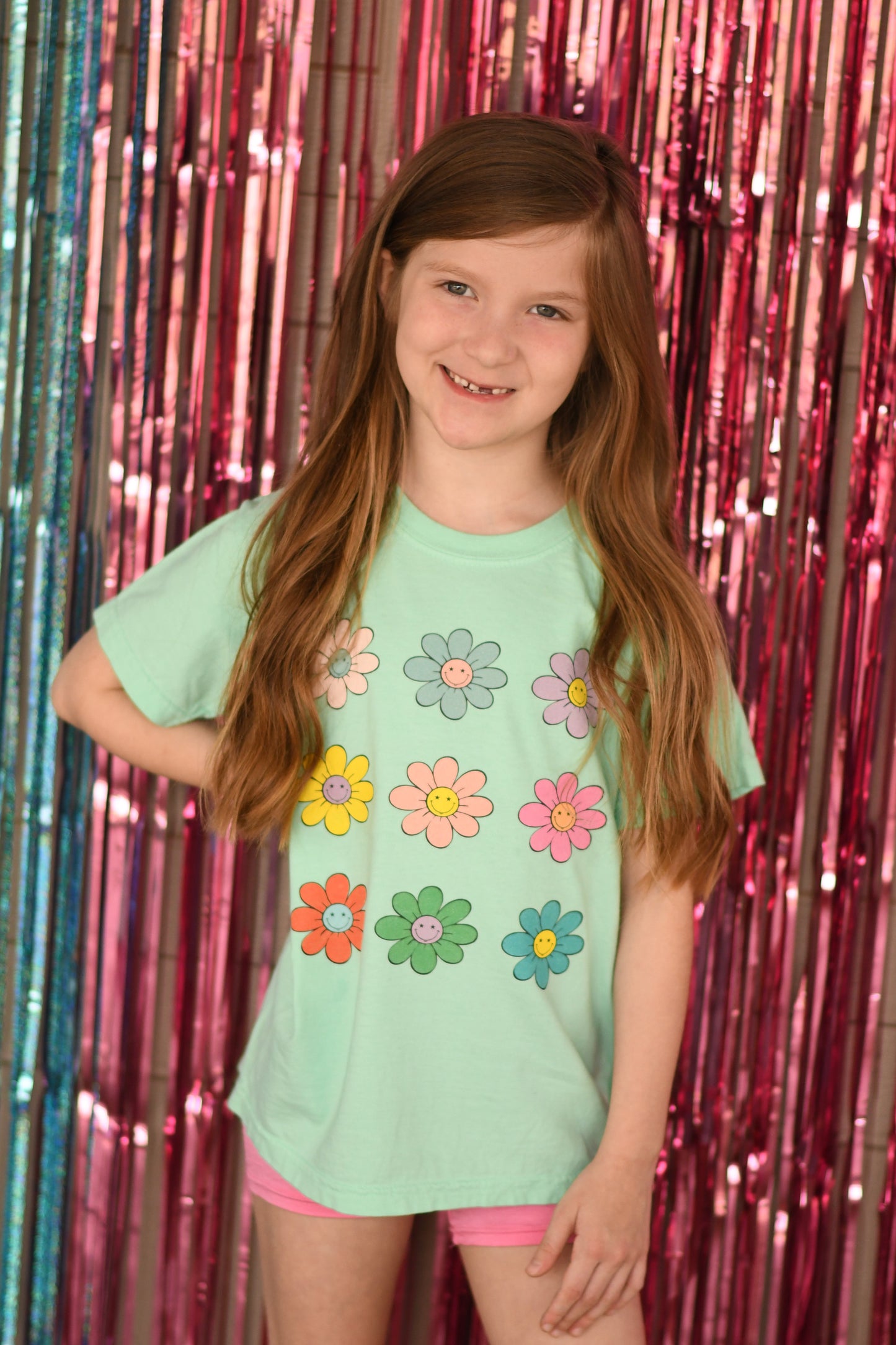 Rainbow Daisy Smiley Tee