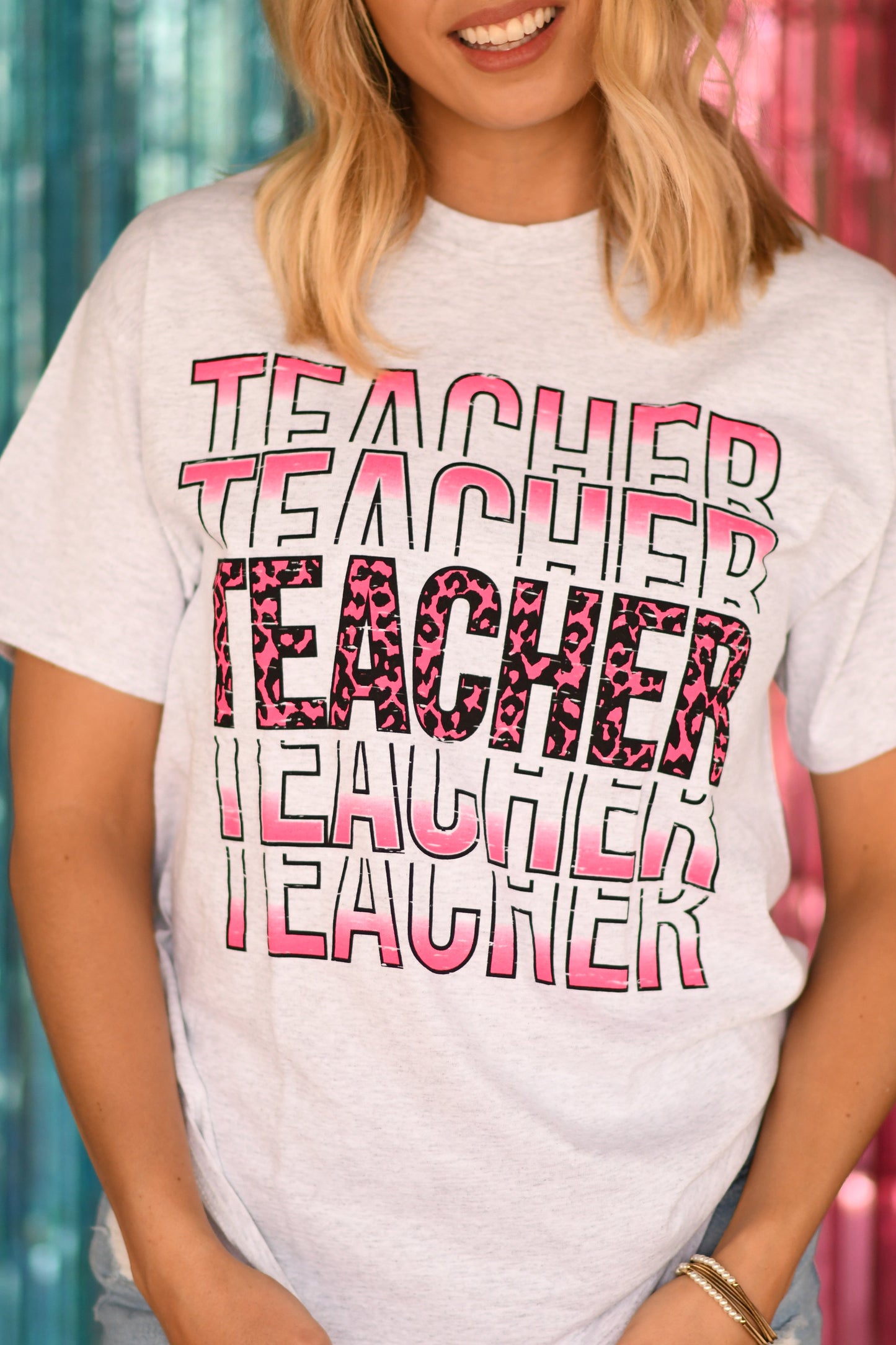 Teacher Pink Leopard Tee